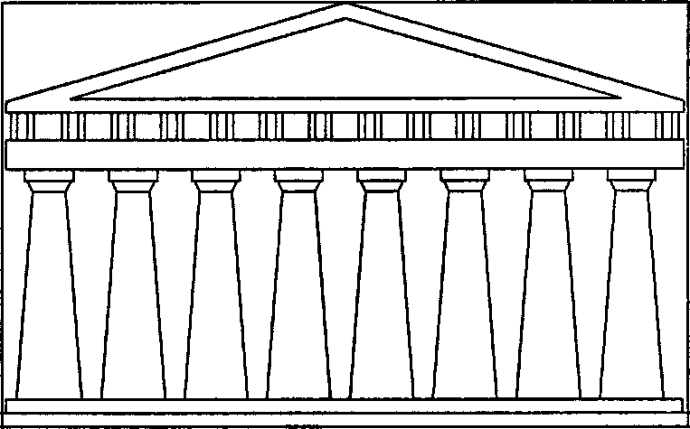 Греческий Парфенон, вписанный в золотой прямоугольник