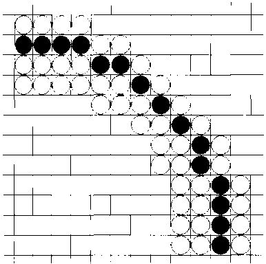 Дуга окружности с шириной 4, построенная с помощью вертикальных либо горизонтальных полос пикселей в зависимости от угла наклона кривой