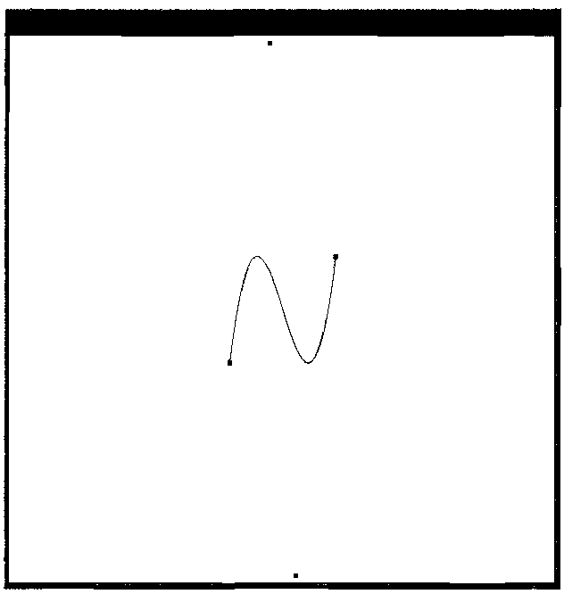 Набор из четырех контрольных точек и соответствующая кривая Безье, отображенная с помощью процедур OpenGL в виде аппроксимирующей ломаной линии