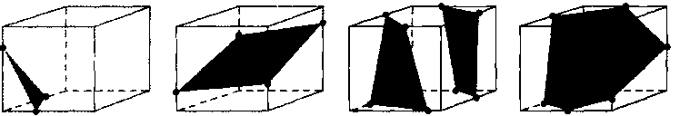 Пересечение изоповерхностей с ячейками сетки, смоделированное треугольными участками