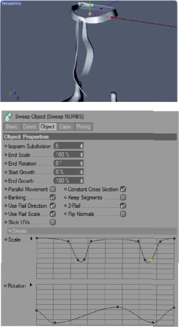 Применен объект Sweep NURBS