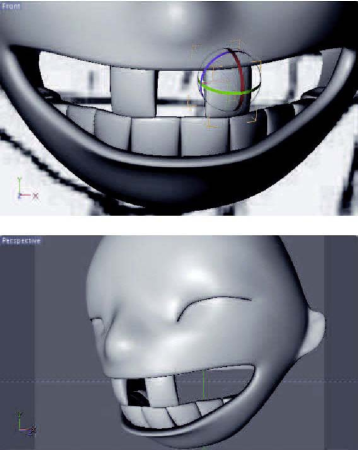 Моделирование верхнего ряда зубов