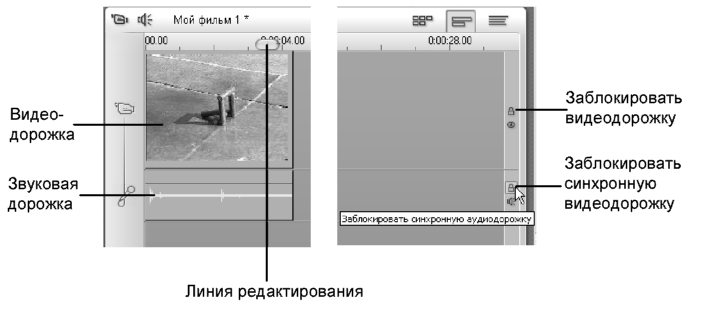 Оригинальные дорожки видео и звука и кнопки их блокировки