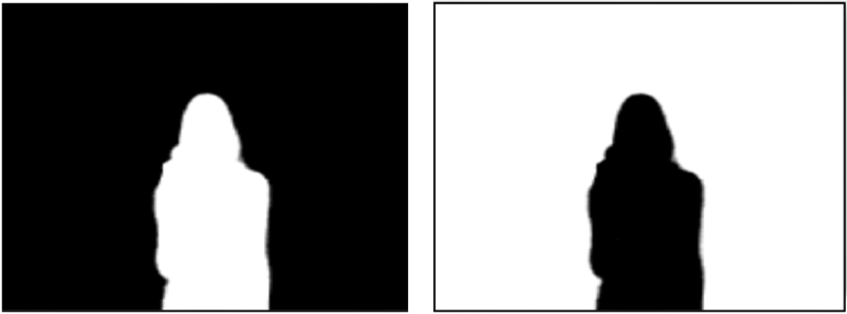 Вид маски при установке флажков Показать ключ (слева) и Инверсия ключа (справа)