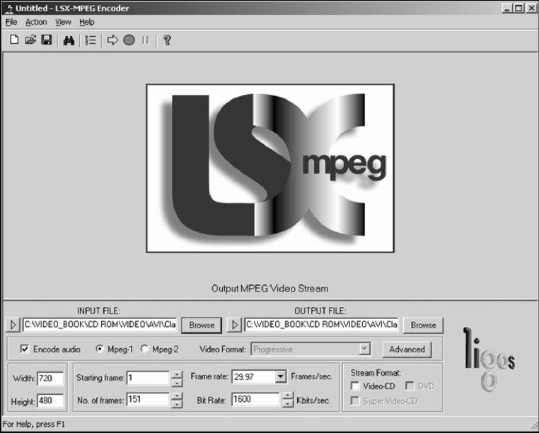 Интерфейс программы Ligos LSX-MPEG Encoder