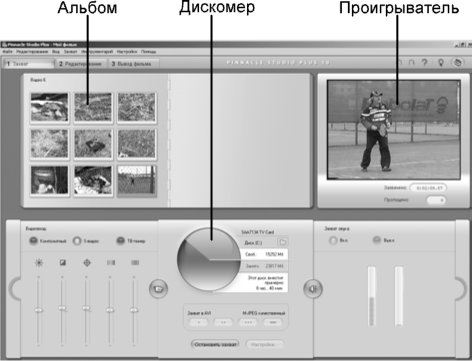 Интерфейс программы в режиме захвата аналогового видеосигнала